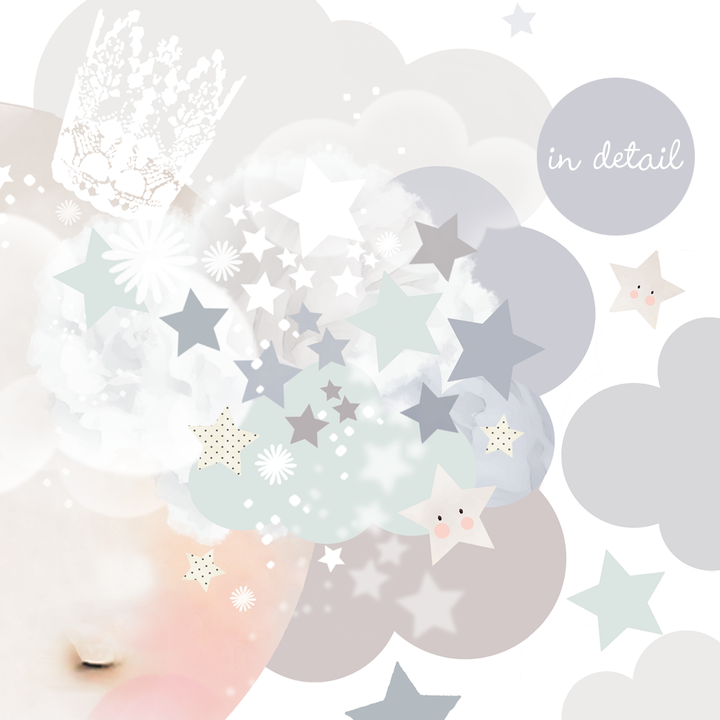 Sleepy Moon Wall Stickers Blue