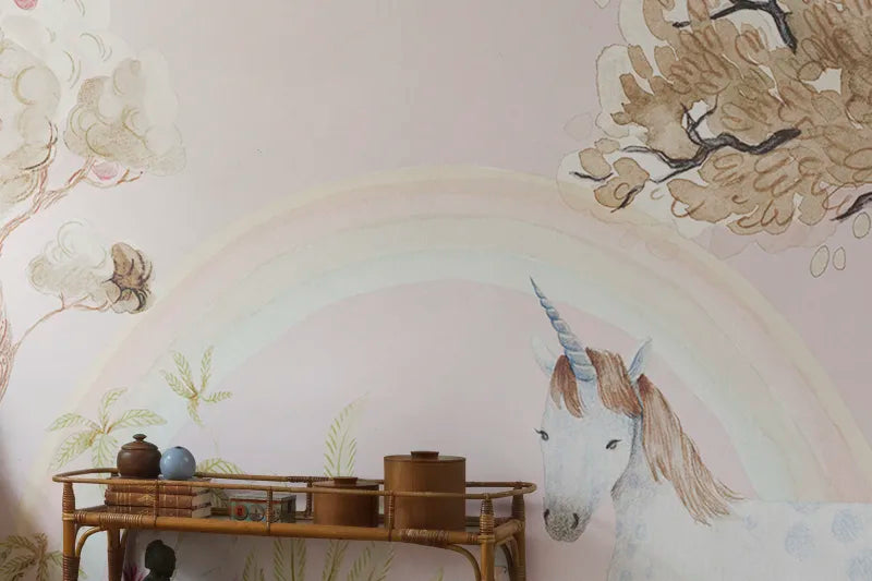 Benutzerdefinierte Wandbild für Kinder - Unicorn Dream Bubblegum