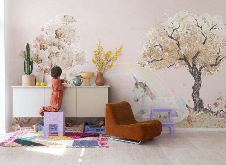 Benutzerdefinierte Wandbild für Kinder - Unicorn Dream Bubblegum