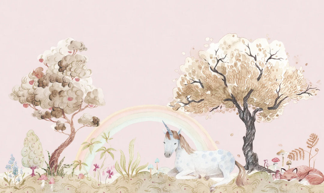 Benutzerdefinierte Wandbild für Kinder - Unicorn Dream Bubblegum