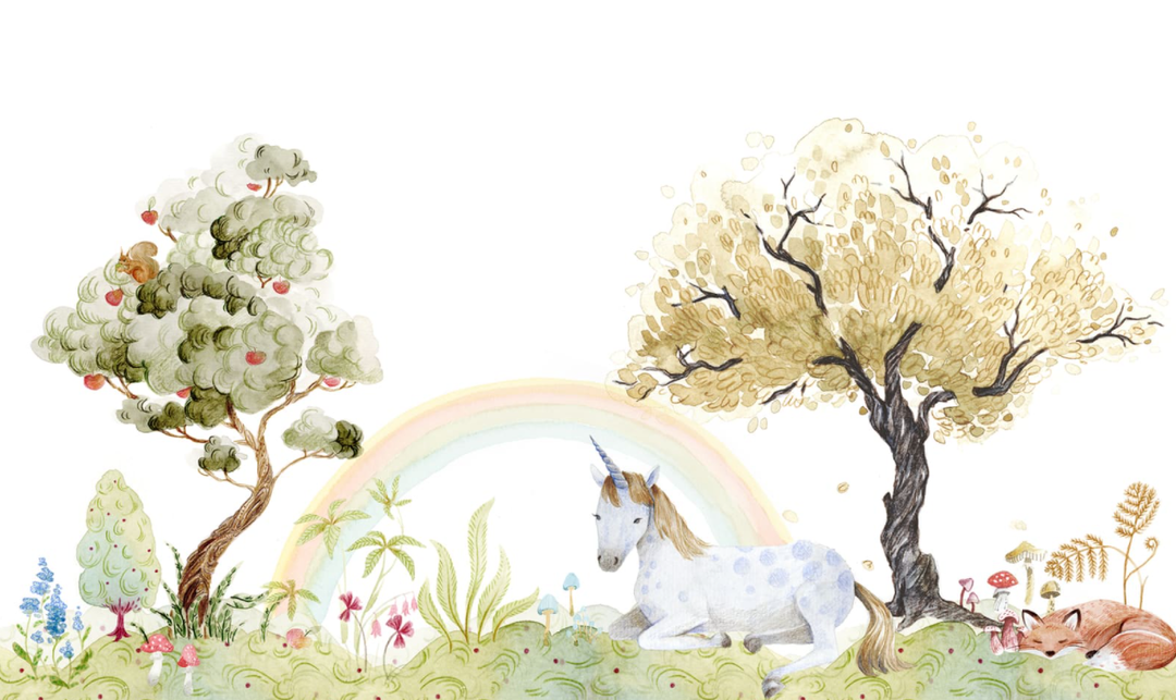 Benutzerdefinierte Wandbild für Kinder - Einhorn Traum Regenbogen