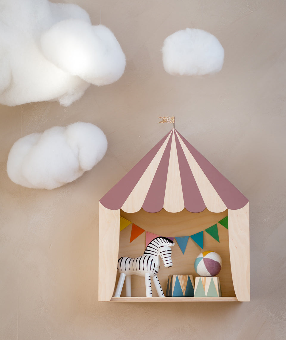 Up Warsaw Circus Wooden Shelf - Dusty Pink