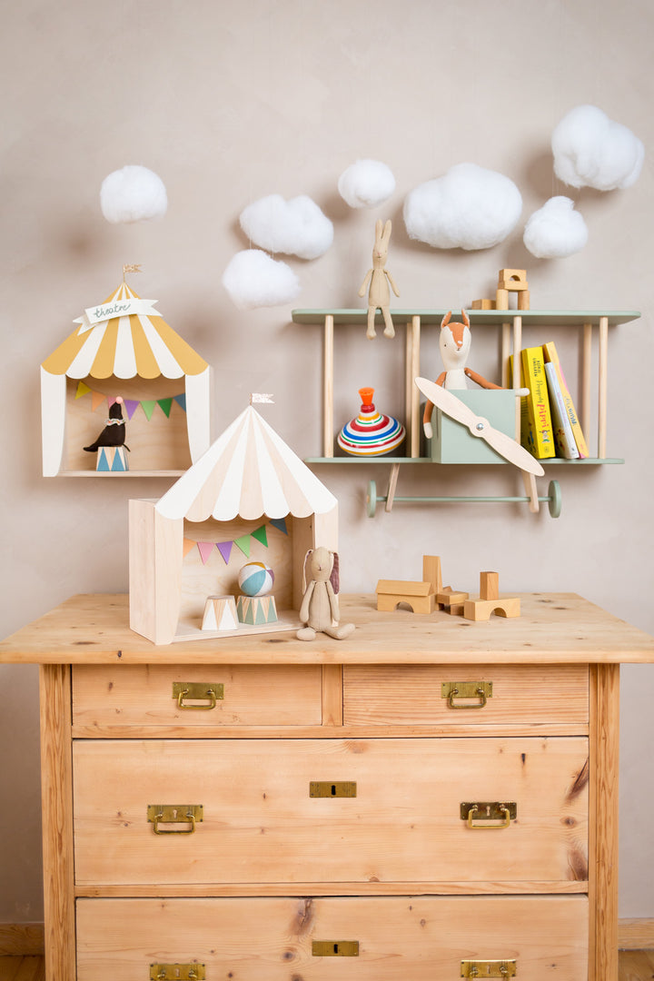 Up Warsaw Circus Wooden Shelf - White