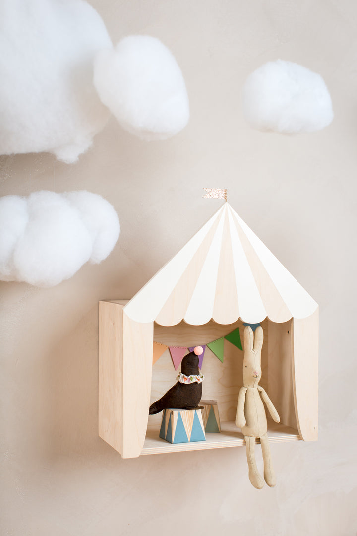 Up Warsaw Circus Wooden Shelf - White