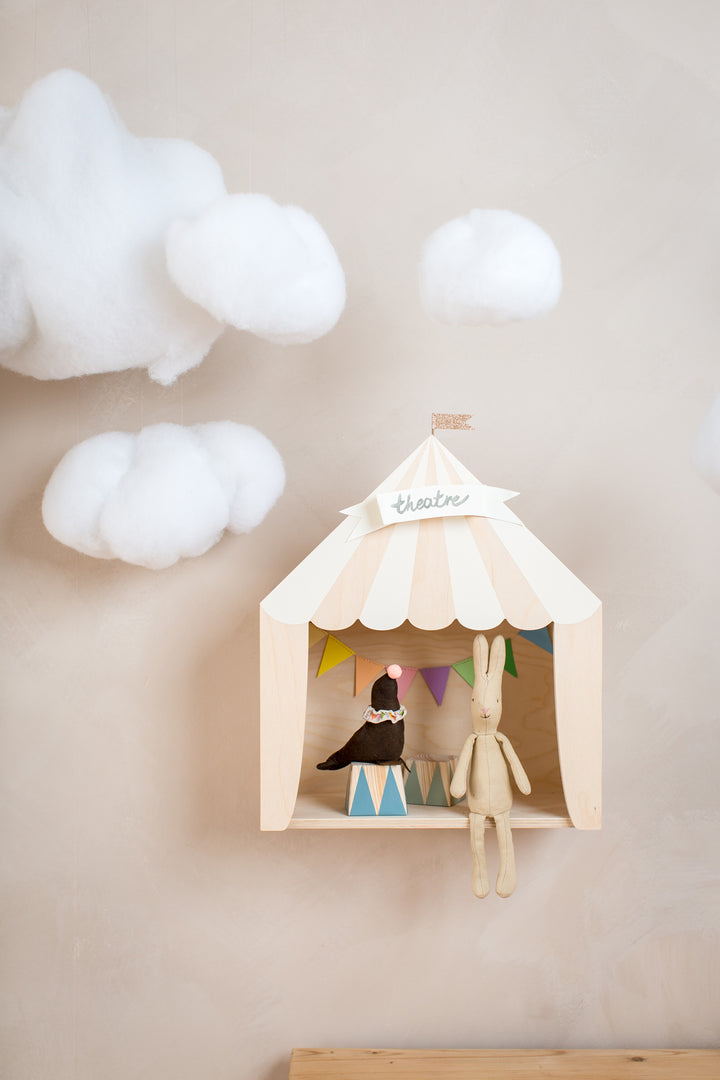 Up Warsaw Circus Wooden Shelf - White