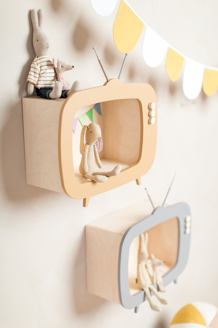 Up Warsaw Kids TV Wooden Shelf - Caramel