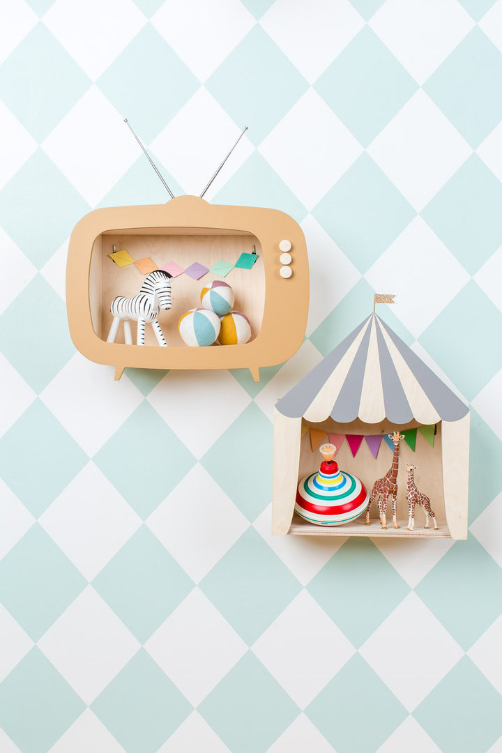Up Warsaw Kids TV Wooden Shelf - Caramel