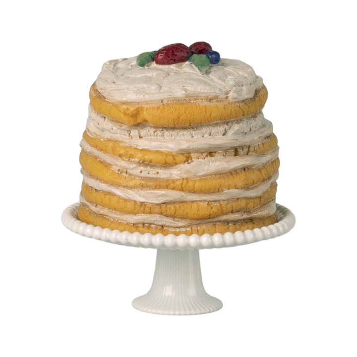 Maileg Party Cake And Cake Stand, Mouse - Off White