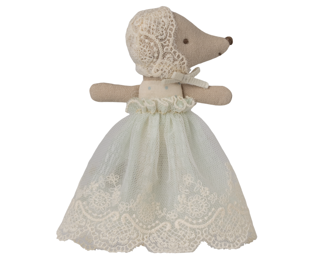 Maileg Baby Mouse In Gown - Mint