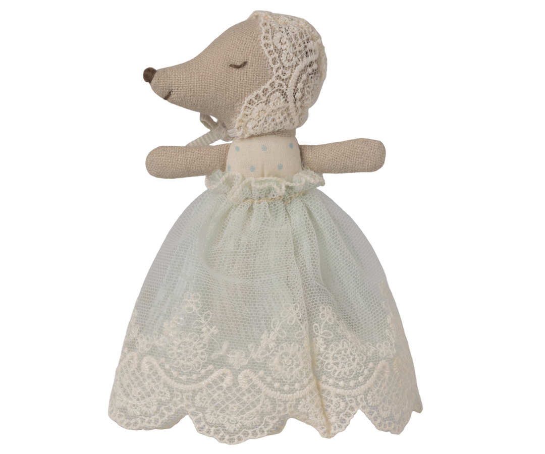 Maileg Baby Mouse In Gown - Mint