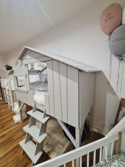 Ex Display Mathy By Bols Treehouse Childs Single Bed in Grey + Mattress