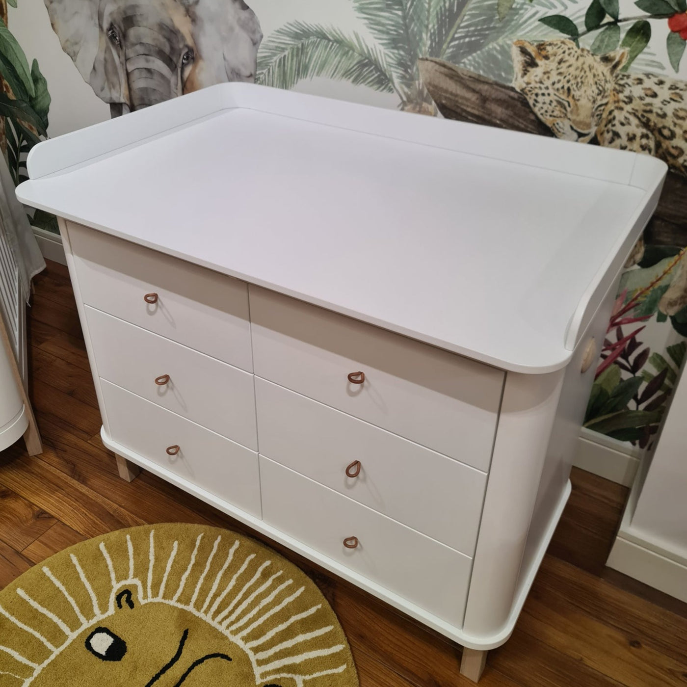 Ex Display Oliver Furniture Nursery 6 Drawer Dresser (with changer top) - White/Oak