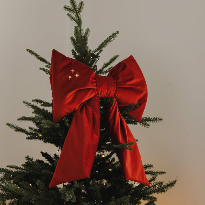 Luxury Red Velvet Bow With Gold Stars