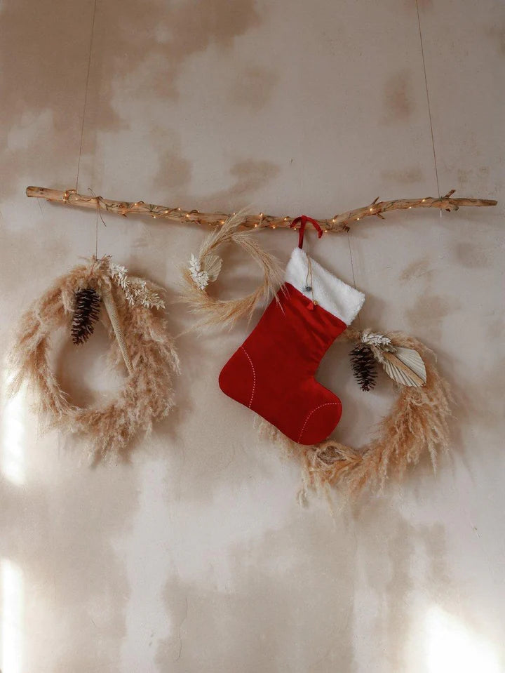 Weihnachtsstrumpf aus rotem Samt