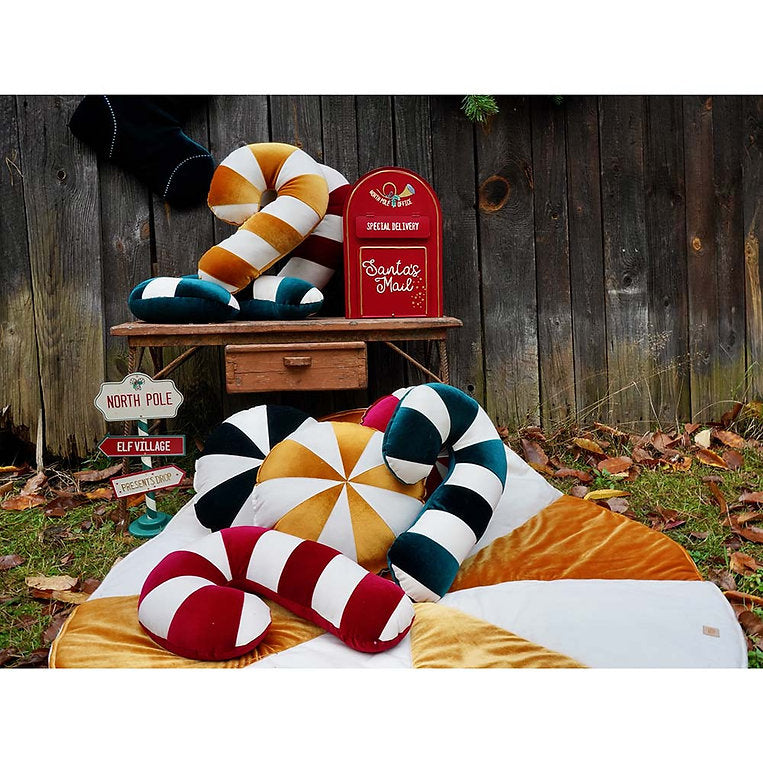 Weihnachts-Zuckerstangen-Patchworkkissen - Rot