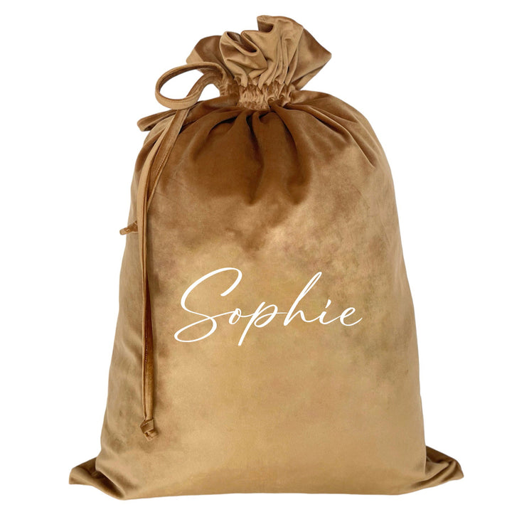 Personalised Signature Velvet Christmas Sack - Gold