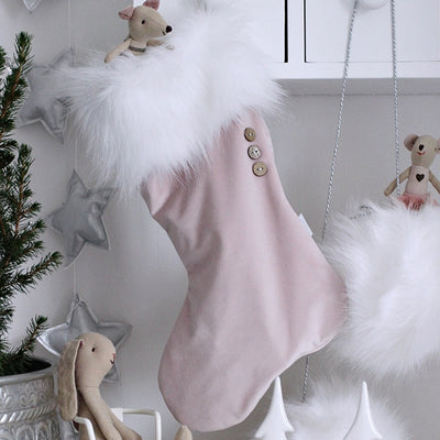 Personalised Velvet Christmas Stocking - Pink/White