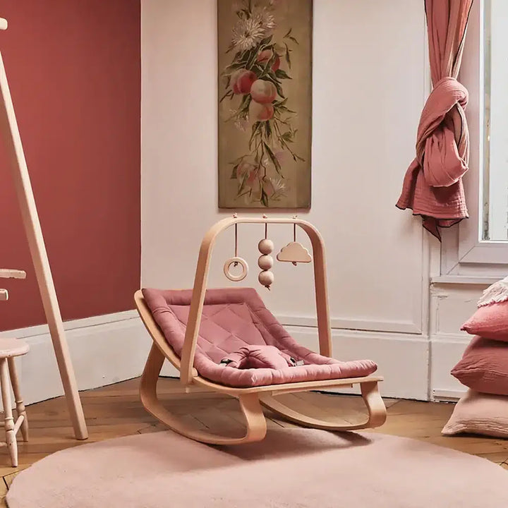 Charlie Crane Levo Baby Rocker - Walnut + Bois de Rose Cushion