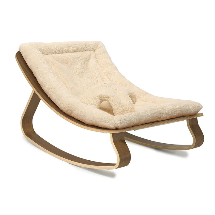Charlie Crane Levo Baby Rocker - Walnut + Fur Milk