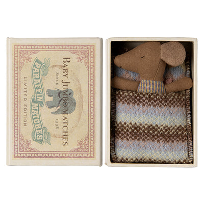 New Maileg Sleepy Baby Mouse In A Matchbox - Girl