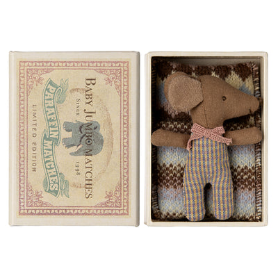 New Maileg Sleepy Baby Mouse In A Matchbox - Girl