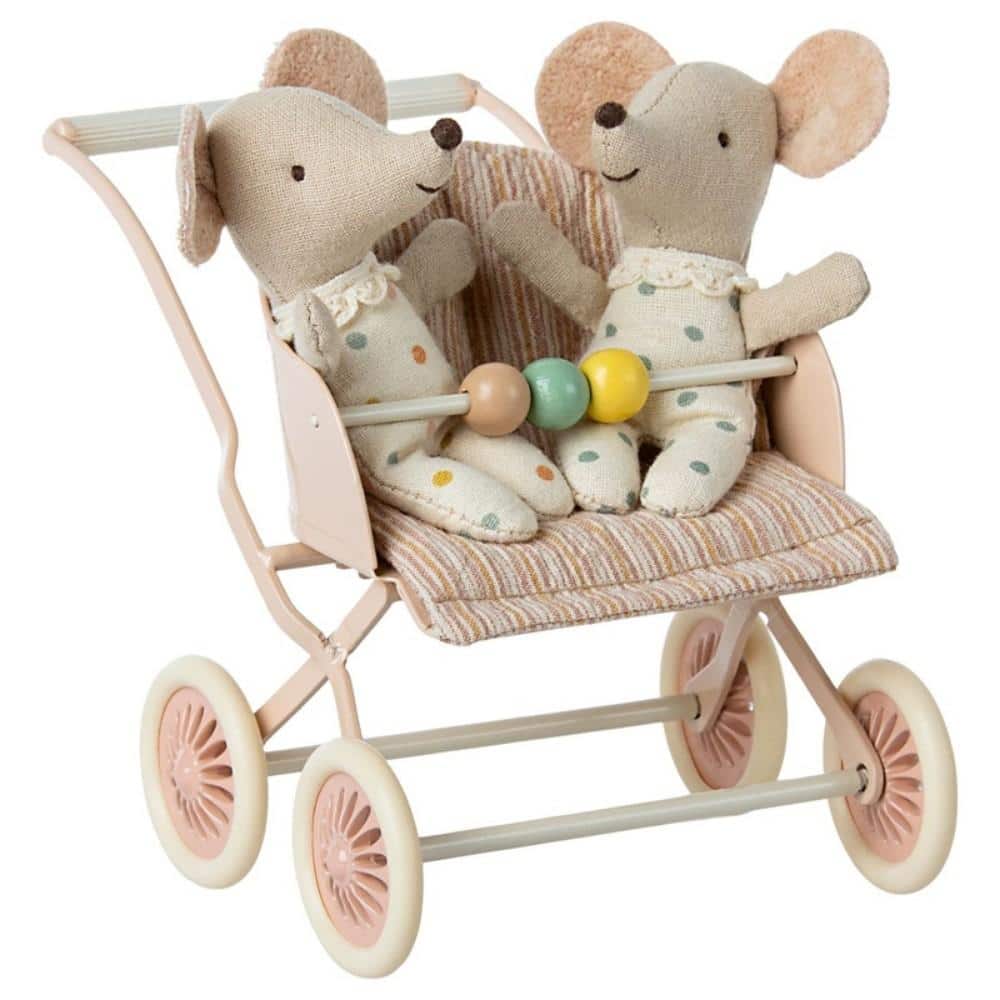 Maileg Kinderwagen mit Babymaus - Blau