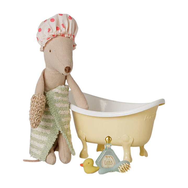 Maileg Bathtub Set Mouse - Yellow
