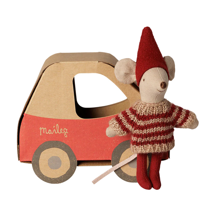 Maileg Christmas Mouse Little Sister in A Car Box