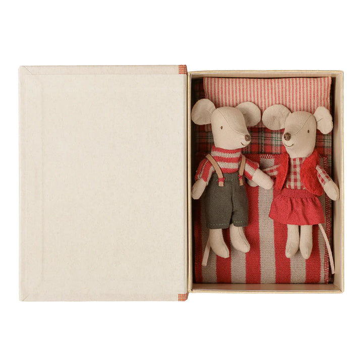 Maileg Christmas Twin Mice , Little Sister & Brother In A Book
