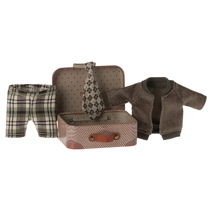 Veste, pantalon et cravate Maileg Mouse dans une valise - Grand-père