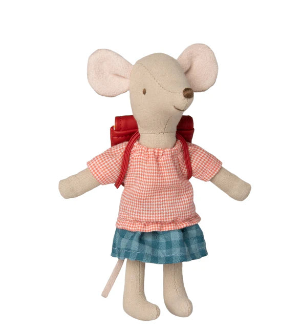 Maileg Tricycle Big Sister Mouse With Bag - Red