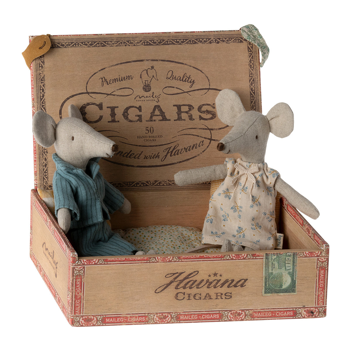 NEW Maileg Mice in a Cigar Box - Mum & Dad