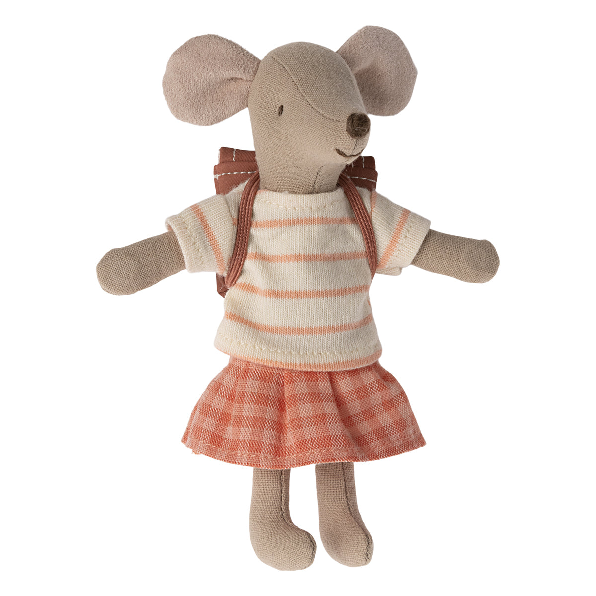 New Maileg Tricycle Big Sister Mouse With Bag - Coral