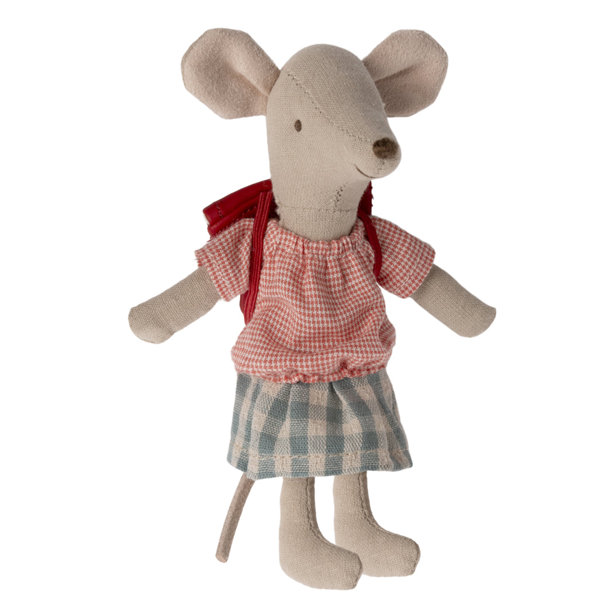 New Maileg Tricycle Big Sister Mouse With Bag - Red