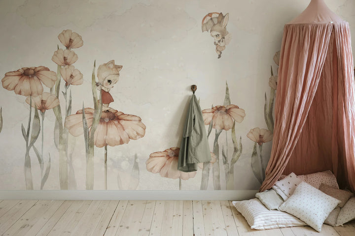 Benutzerdefinierte Wandbild für Kinder - Bloomy Fields Of Marion Off White