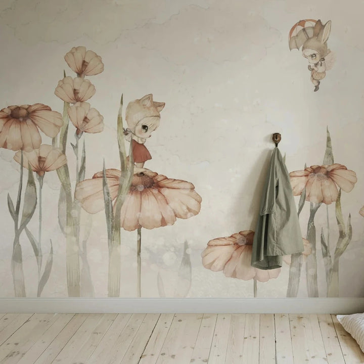 Benutzerdefinierte Wandbild für Kinder - Bloomy Fields Of Marion Off White