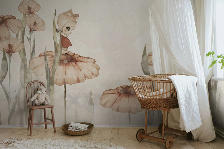 Benutzerdefinierte Wandbild für Kinder - Bloomy Fields Of Marion Off White