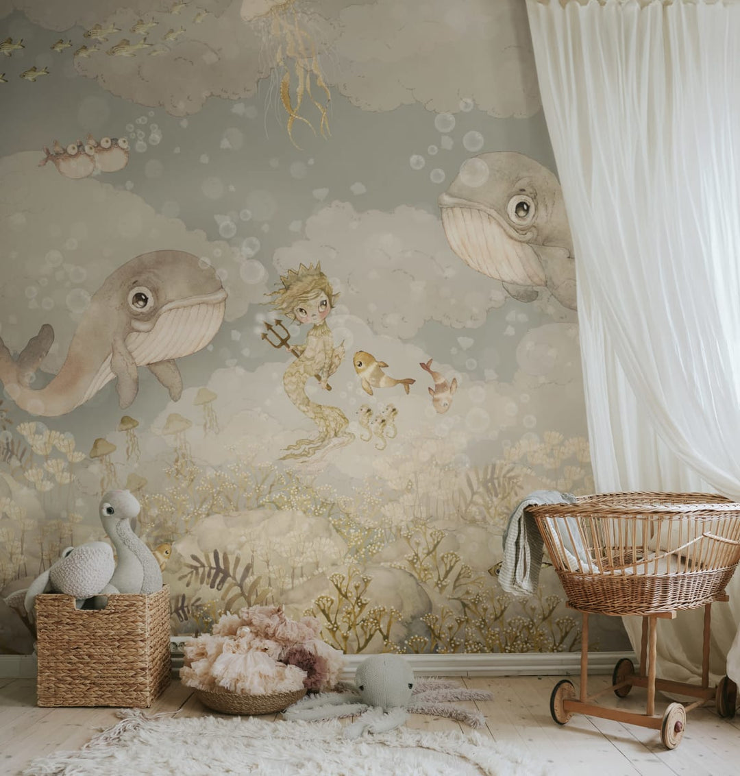 Papier peint personnalisé pour enfants - Water Song Ocean Blue