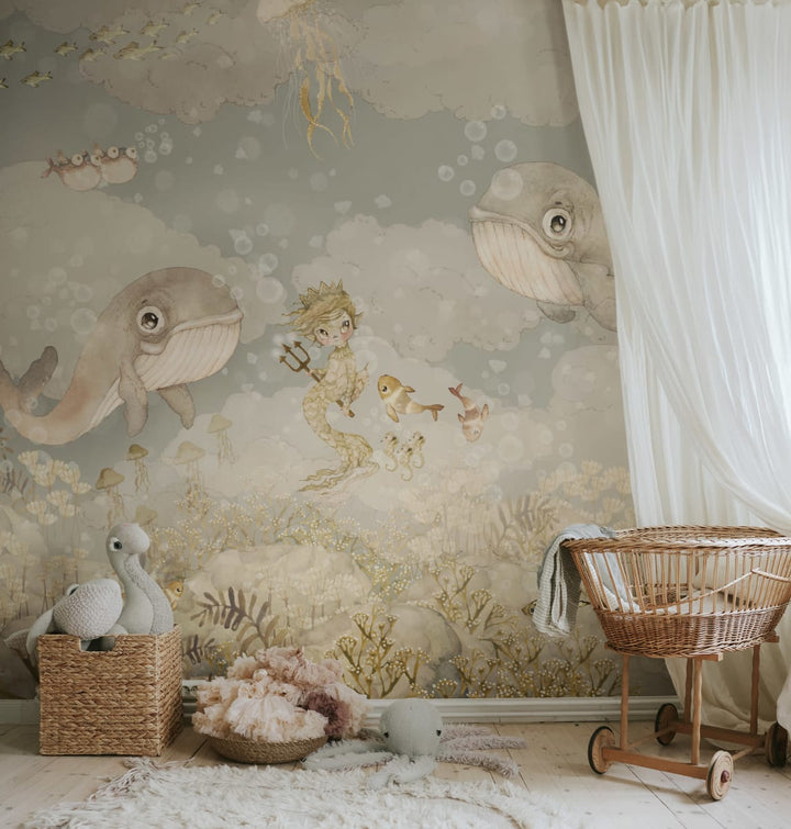 Papier peint personnalisé pour enfants - Water Song Ocean Blue