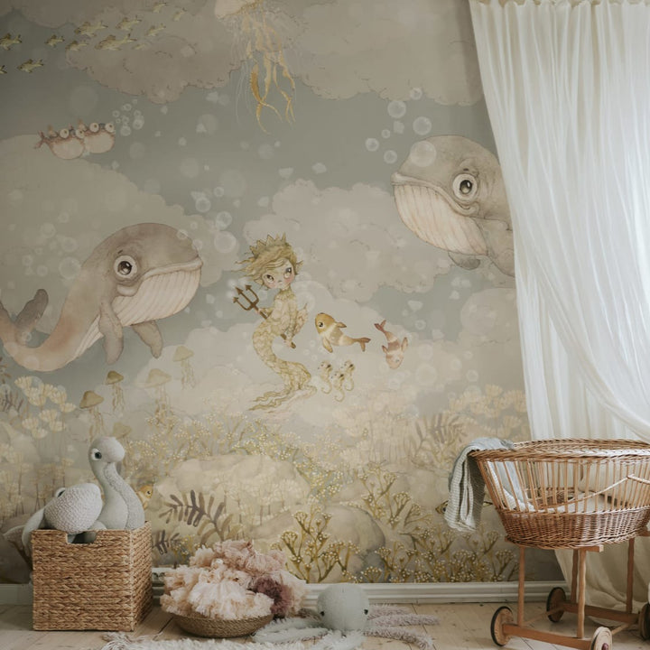 Papier peint personnalisé pour enfants - Water Song Ocean Blue