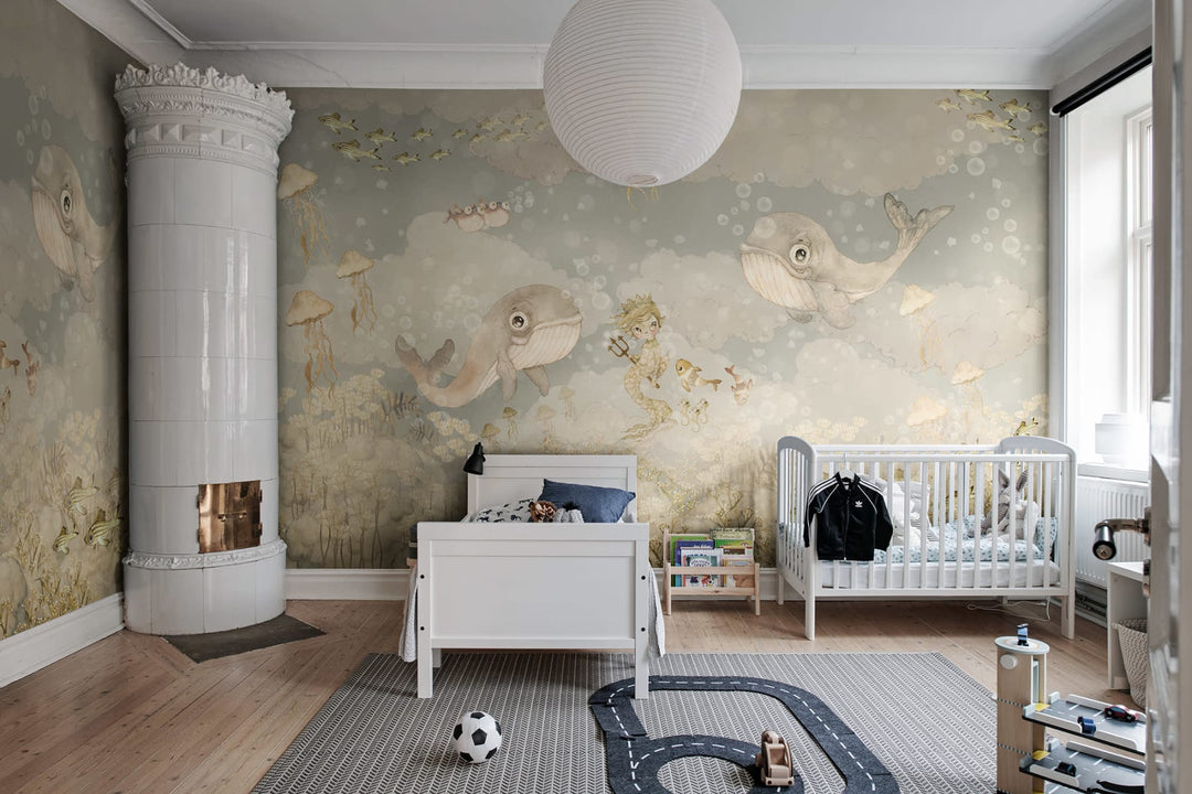 Papier peint personnalisé pour enfants - Water Song Ocean Blue