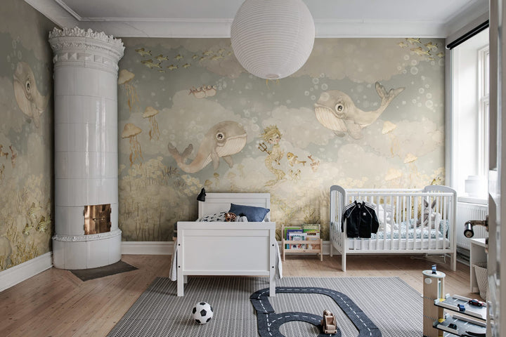 Papier peint personnalisé pour enfants - Water Song Ocean Blue