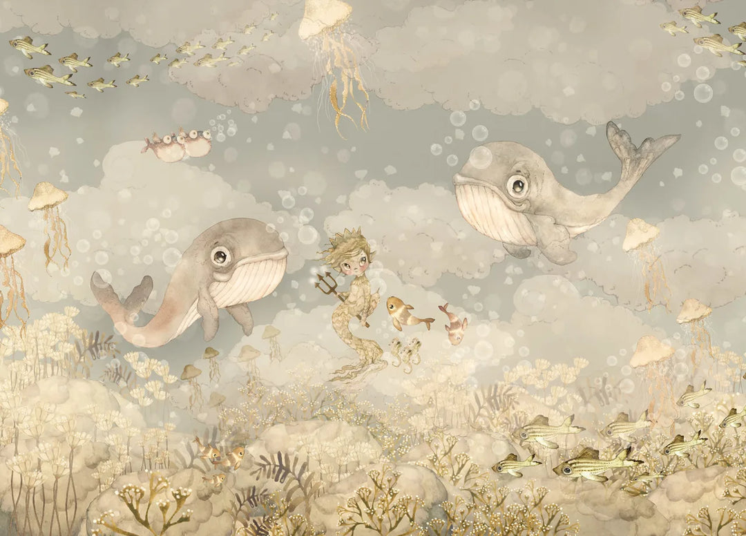 Papier peint personnalisé pour enfants - Water Song Ocean Blue