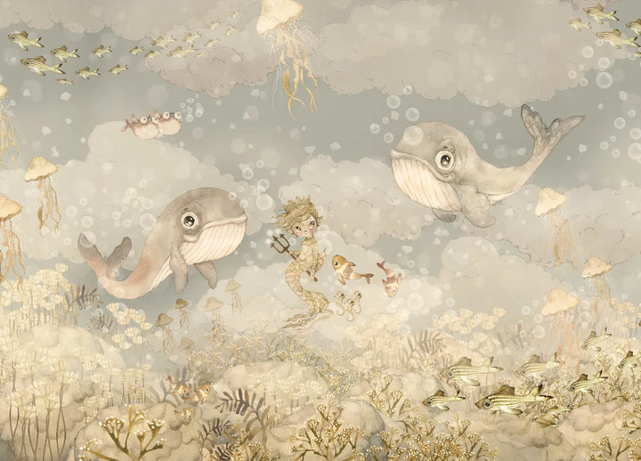 Papier peint personnalisé pour enfants - Water Song Ocean Blue