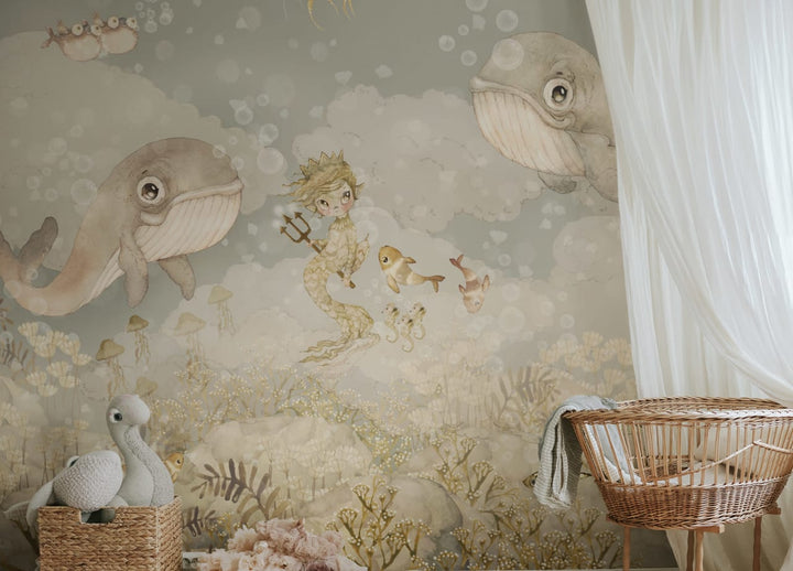 Papier peint personnalisé pour enfants - Water Song Ocean Blue