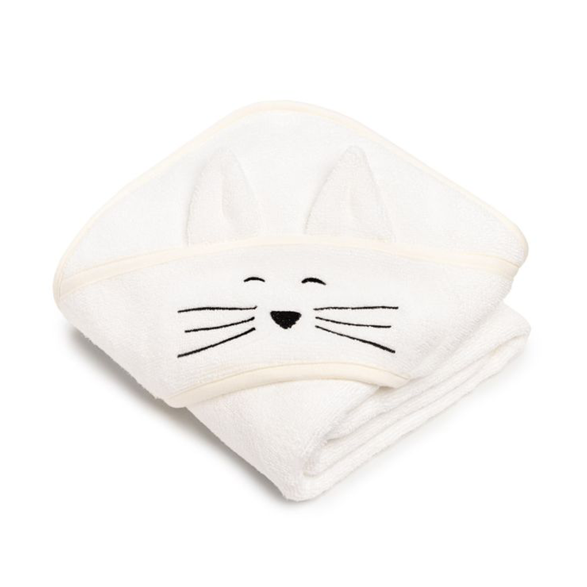 Cat Bamboo Baby Bath Towel - Cream