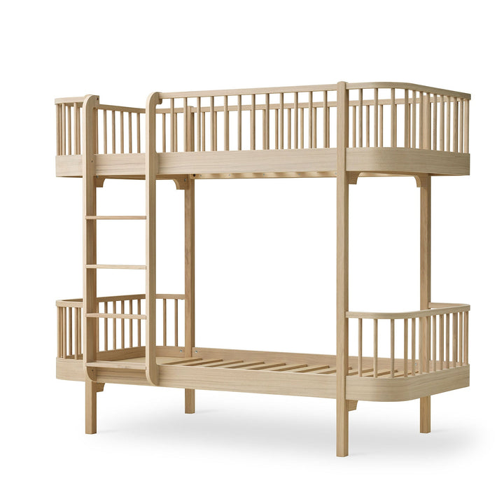 Oliver furniture Oak wooden bunk bed on a white background