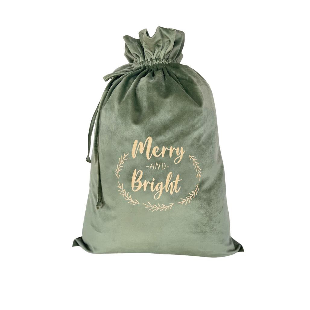 Personalised Forest Green Velvet Christmas Bag