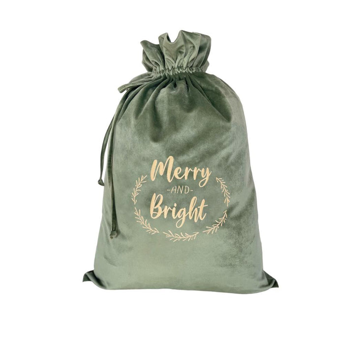 Personalised Forest Green Velvet Christmas Bag
