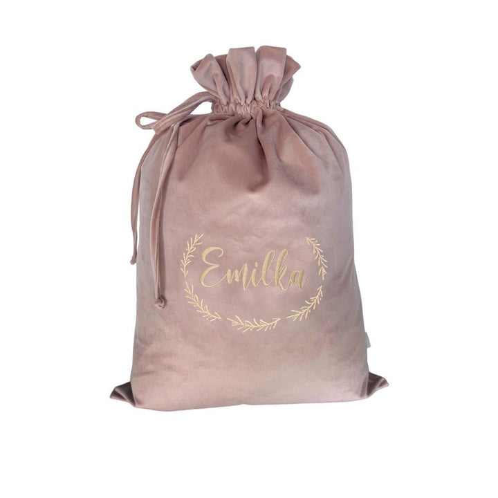 Personalised Powder Pink Velvet Christmas Bag
